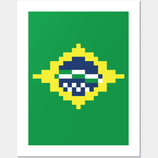 Brazilian Flag - Pixel Art Posters and Art